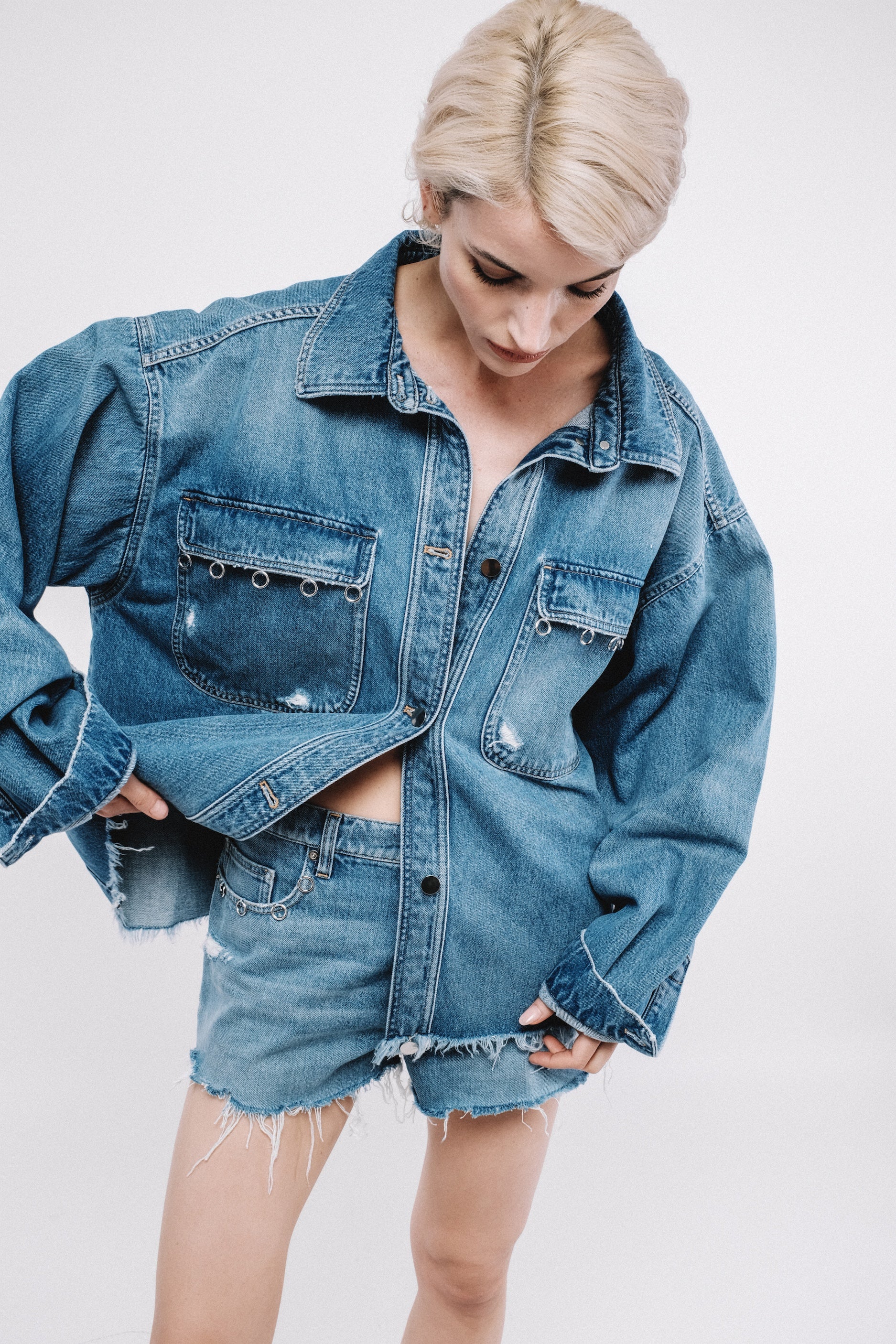 Fringed denim short TOKYO Blue 